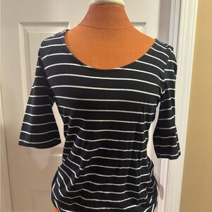 H&M Navy & White Striped Blouse